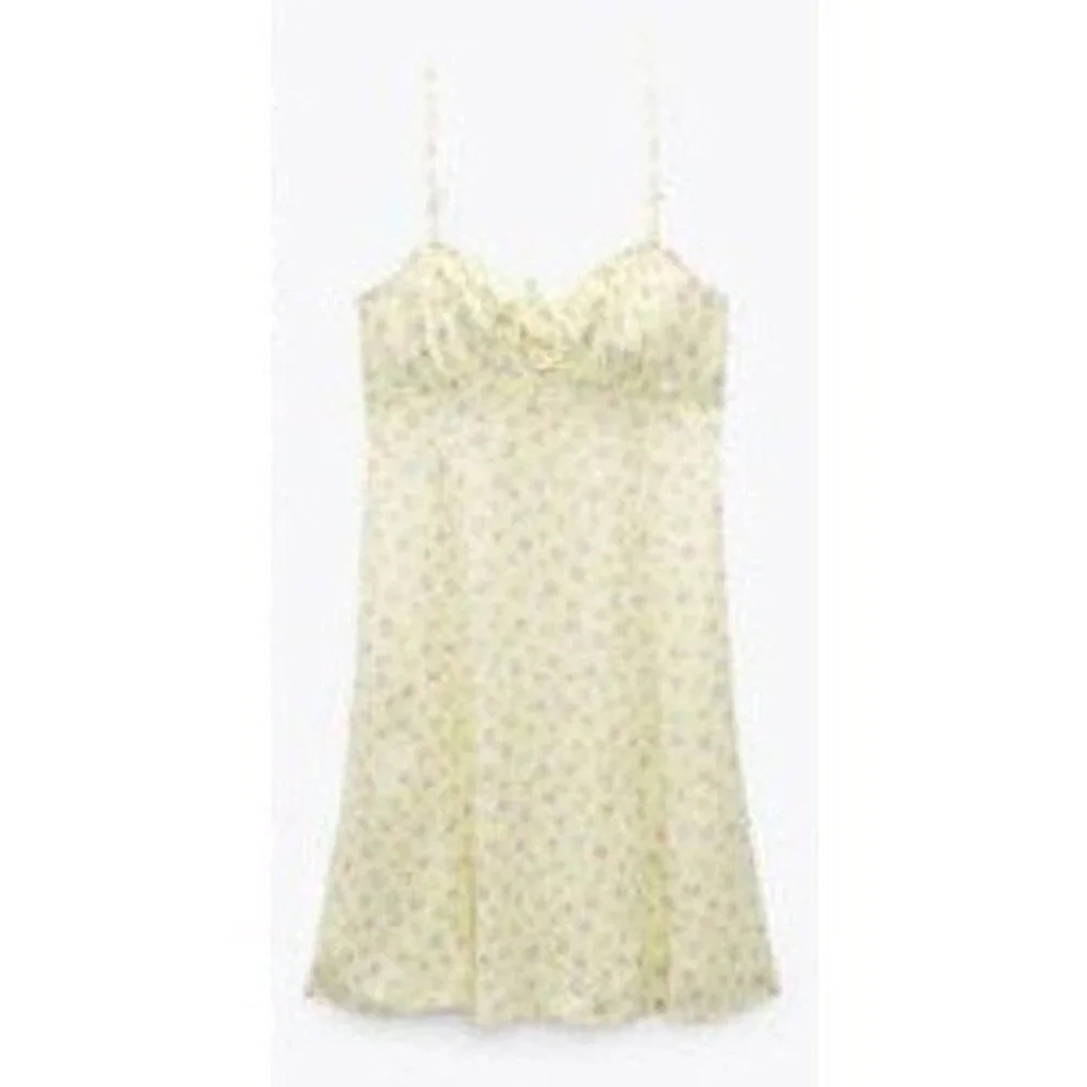 ZARA Floral Smocked Back Mini Dress Coquette Cottagecore Yellow Sz M